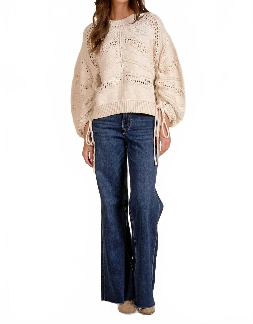 NEW ELAN cooke crew neck sweater in off white